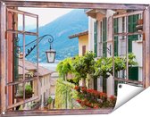 Gars Garden Poster Look-through Colorful Street in Italie - 90x60 cm - Toile de jardin - Décoration de jardin - Décoration murale extérieur - Peinture de jardin