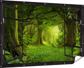 Gards Tuinposter Doorkijk Groene Tropische Jungle Bos - 180x120 cm - Tuindoek - Tuindecoratie - Wanddecoratie buiten - Tuinschilderij