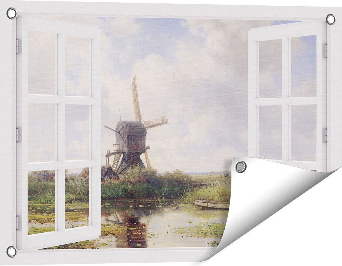 Gards Tuinposter Doorkijk In ’t Gein bij Abcoude - Willem Roelofs - 60x40 cm - Tuindoek - Tuindecoratie - Wanddecoratie buiten - Tuinschilderij Wit