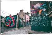 Tuinposter – Straat vol met Graffiti - 105x70 cm Foto op Tuinposter (wanddecoratie voor buiten en binnen)
