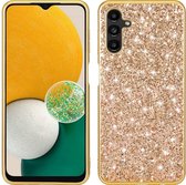 Mobigear Hoesje geschikt voor Samsung Galaxy A54 Telefoonhoesje Hardcase | Mobigear Glitter Backcover | Galaxy A54 Case | Back Cover - Goud