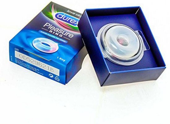 Durex Pleasure Ring in geopende verpakking, met de ring in plastic houder.
