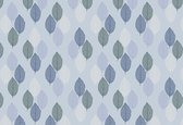 Fotobehang - Vlies Behang - Bladeren op een Blauwe Achtergrond - Kunst - 520 x 318 cm