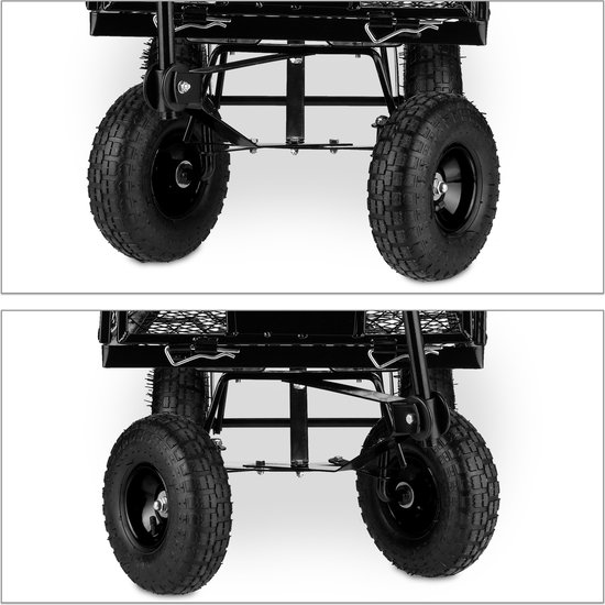 bolderkar met luchtbanden - klapbare zijwanden - tot 500 kg - transportkar - zwart van Bolderkar — afbeelding 5