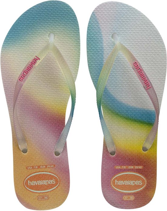 Slippers Femme Havaianas Slim Metallic Rainbow Beige Taille 37