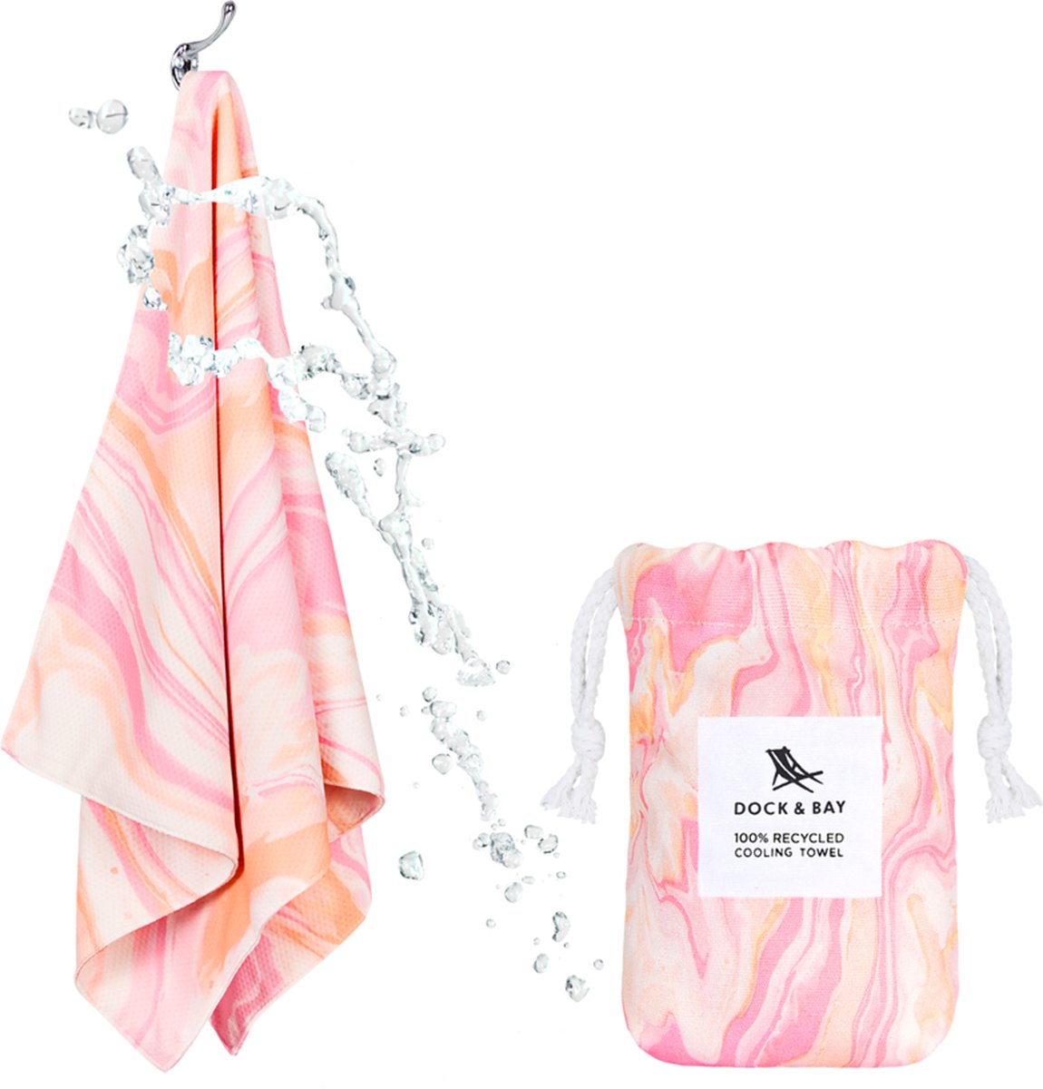 Dock & Bay Marble - Sporthanddoek - Cooling Towel - ( 69x33cm) - Peach Melba