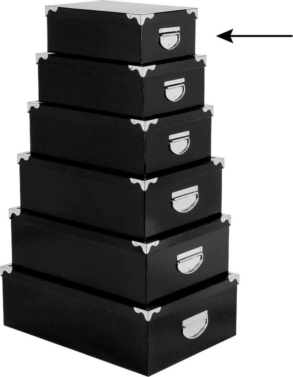 5Five Opbergdoos/box - zwart - L28 x B19.5 x H11 cm - Stevig karton - Blackbox