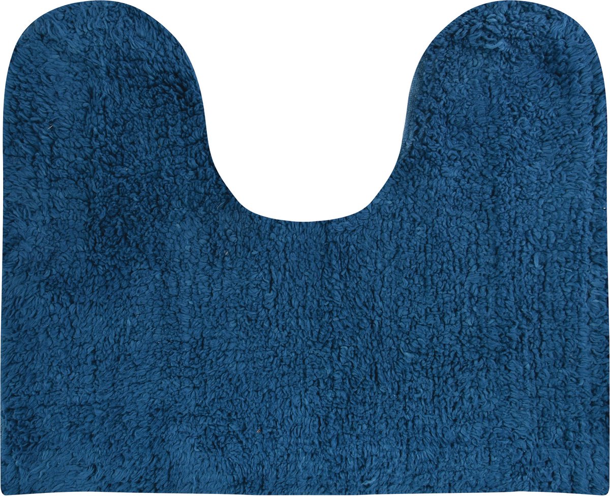 MSV WC/Badkamerkleed/badmat - voor op de vloer - blauw - 45 x 35 cm - polyester/katoen - MSV