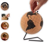 Globe en liège avec support en métal - Diamètre 15 cm - Globe en liège avec punaises colorées - Globe rotatif en liège - Carte du monde éducative - Base en acier inoxydable durable Facile à faire pivoter - Gardez une trace des voyages - Décor élégant