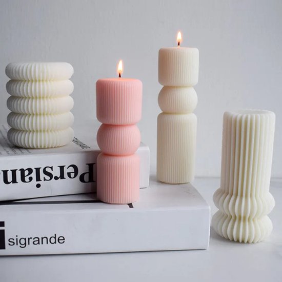 ZoeZo - Kaarsmal - Geribbeld - Pilaar kaars - Golvend - Geometrisch - Kaars mallen - Siliconen mal - Zelf kaarsen maken - Gips & epoxy gieten - Zeep maken