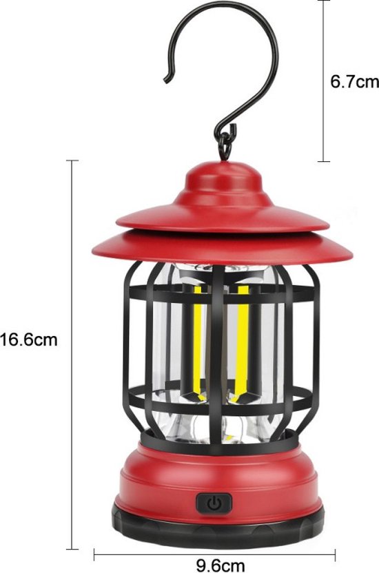 Outdoor Camping LED-Lights - Draagbaar - Retro style - Dimbaar - Oplaadbaar - Rood van Giga Meubel — afbeelding 2