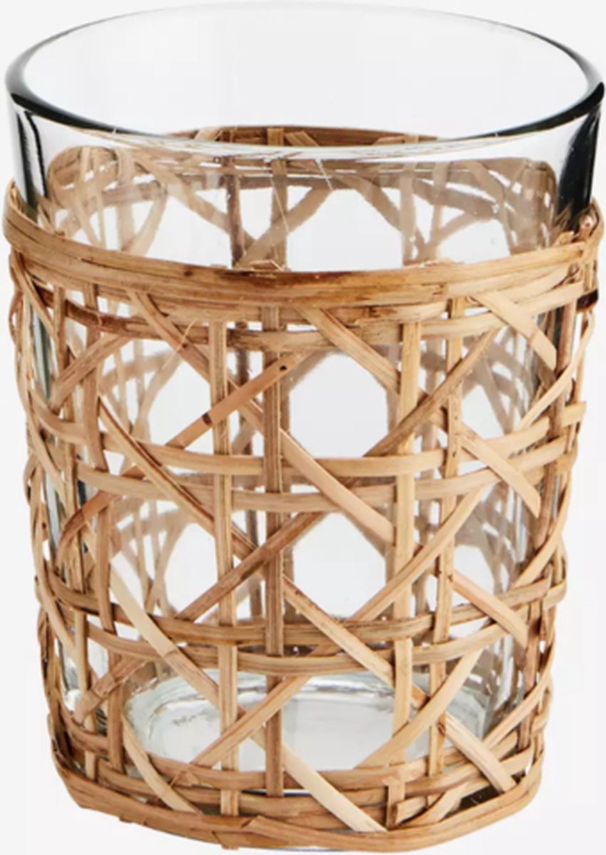 Madam Stoltz Drinking Glass S w/bamboo cane - Set van 6