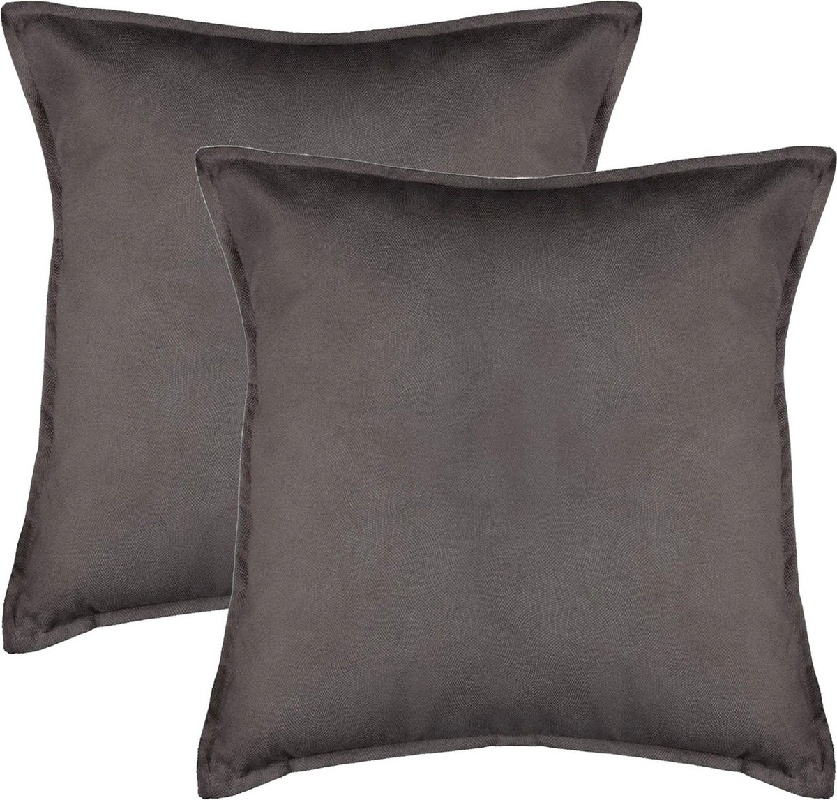 Atmosphera Bank/sierkussens huiskamer Sophia - 2x stuks - 52 x 52 cm - Donkergrijs - polyester - met rits Dark grey