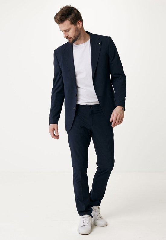 Single Breasted Checked Blazer Mannen - Navy - Maat 48