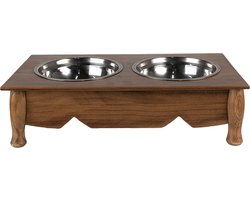 Clayre & Eef Voerbak hond 2x500 ml Bruin Hout