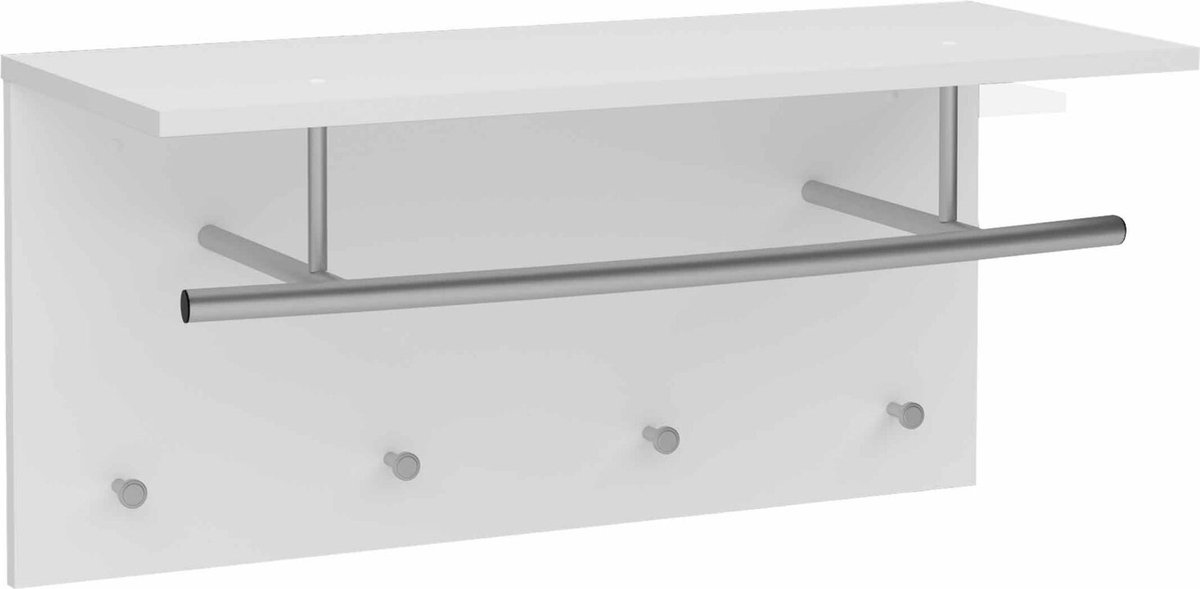 Kapstok Jens Mat Wit - 4 haken - Breedte 72 cm - Diepte 29.3 cm - Hoogte 34.5 cm