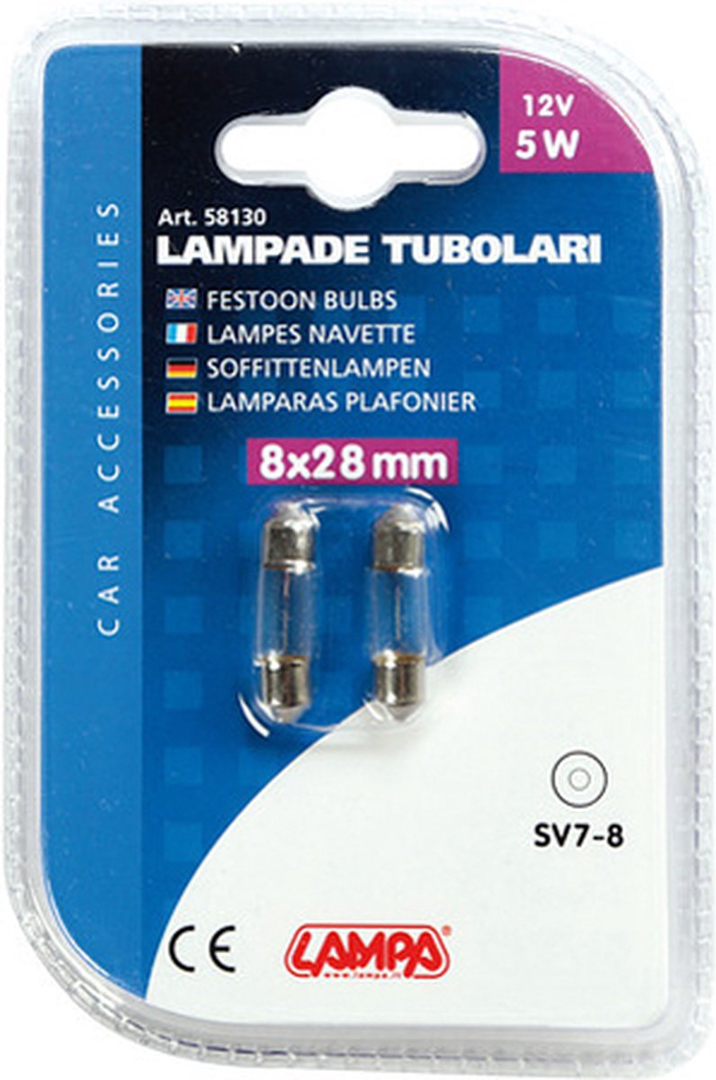 Festoon bulbs 5W SV7 8x28 mm