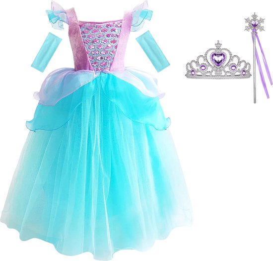 Het Betere Merk - Prinsessenjurk meisje - verkleedkleding - maat 140/146 (140) - carnavalskleding - cadeau meisje - zeemeermin verkleedkleren