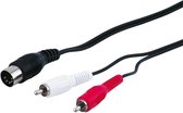 5-pin DIN (m) naar Stereo Tulp (m) Kabel - 1,5 meter - Zwart