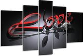 Glasschilderij Design - Rood, Grijs, Zwart - 170x100cm 5Luik - Foto Op Glas - Geen Acrylglas Schilderij - 6000+ Glasschilderijen Collectie - Wanddecoratie