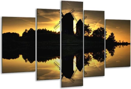 Moulin à peinture sur verre | Jaune, noir, marron | 170x100cm 5 Liège | Tirage photo sur verre |  F002333