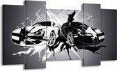 GroepArt - Schilderij - Audi, Auto - Zwart, Wit, Grijs - 120x65cm 5Luik - Foto Op Canvas - GroepArt 6000+ Schilderijen 0p Canvas Art Collectie - Wanddecoratie
