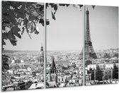 Glasschilderij Parijs, Steden - Zwart, Grijs - 120x80cm 3Luik - Foto Op Glas - Geen Acrylglas Schilderij - GroepArt 6000+ Glas Art Collectie - Maatwerk Mogelijk