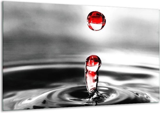 Gouttes de peinture sur verre | Noir, blanc, rouge | 120x70cm 1Hatch | Tirage photo sur verre |  F002037
