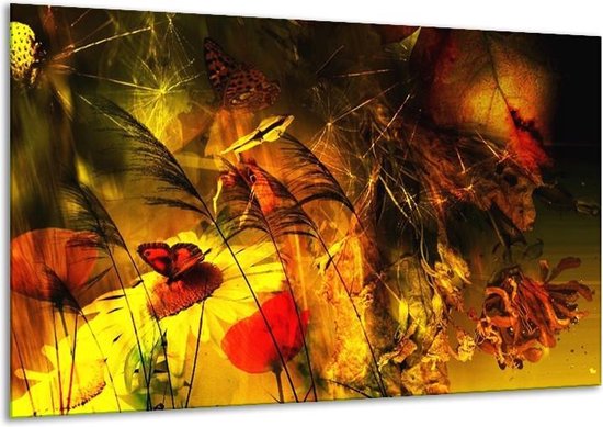 Glasschilderij Lente - Bruin, Rood, Zwart - 120x70cm 1Luik - Foto Op Glas - Geen Acrylglas Schilderij - GroepArt 6000+ Glasschilderijen Art Collectie - Wanddecoratie - Woonkamer - Slaapkamer