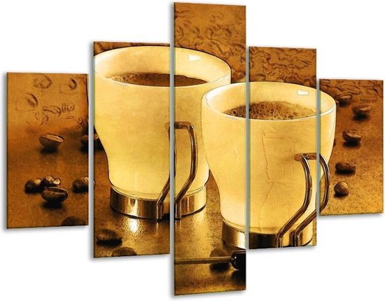 Peinture sur verre Café | Marron, jaune | 100x70cm 5Liège | Tirage photo sur verre |  F004638