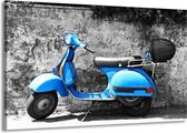 Schilderij Op Canvas - Groot -  Scooter, Motor - Grijs, Blauw - 140x90cm 1Luik - GroepArt 6000+ Schilderijen Woonkamer - Schilderijhaakjes Gratis