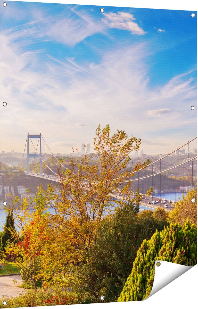 Gards Tuinposter Bosphorus Brug in Instanbul - 90x120 cm - Tuindoek - Tuindecoratie - Wanddecoratie buiten - Tuinschilderij Multikleur