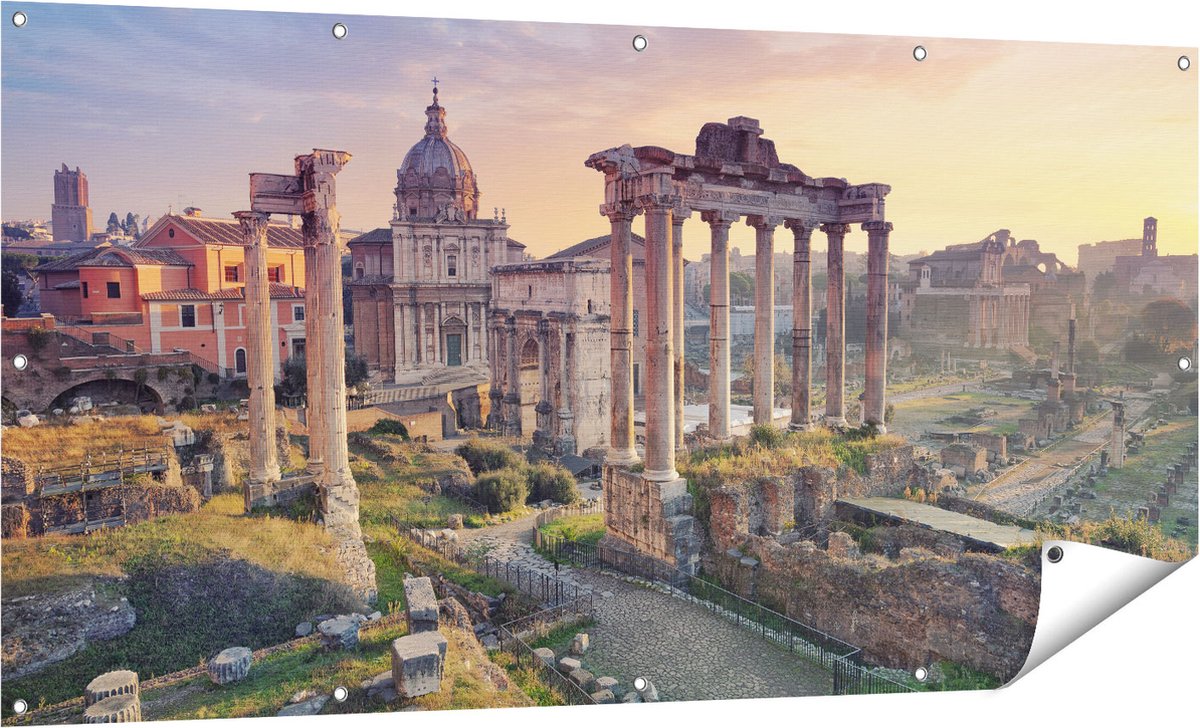 Gards Tuinposter Romeins Architectuur in Rome, Itali� - 160x80 cm - Tuindoek - Tuindecoratie - Wanddecoratie buiten - Tuinschilderij Multikleur