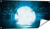 Gards Tuinposter Volle Maan in het Water - 100x50 cm - Tuindoek - Tuindecoratie - Wanddecoratie buiten - Tuinschilderij