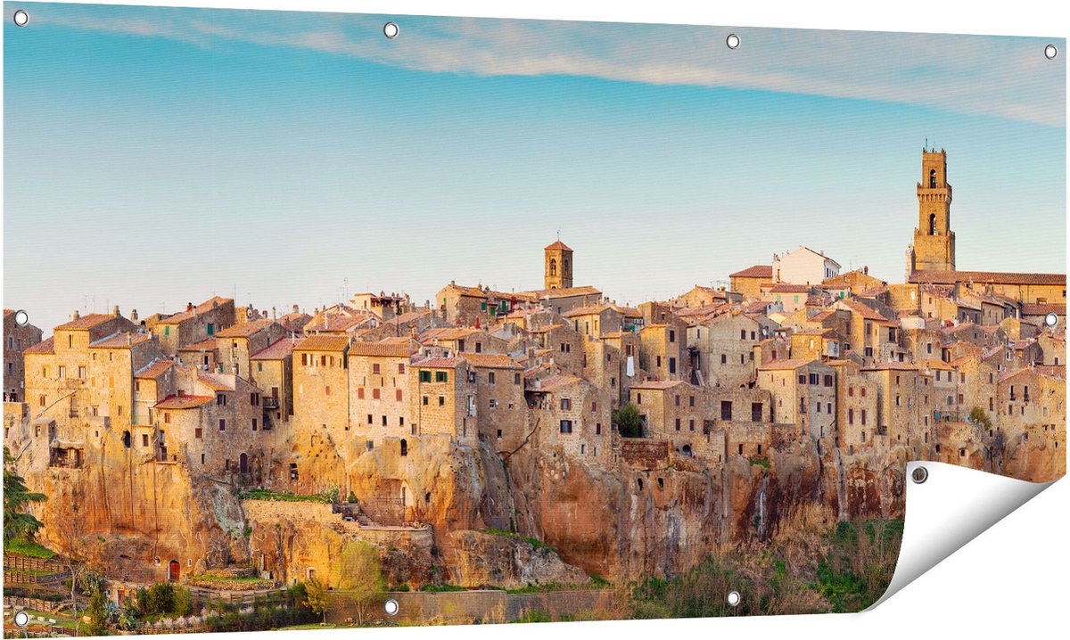 Gards Tuinposter Oude Stad in Toscane, Itali� - 140x70 cm - Tuindoek - Tuindecoratie - Wanddecoratie buiten - Tuinschilderij Multikleur