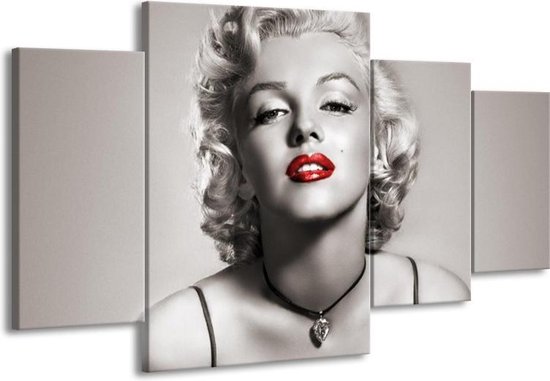 Canvas Schilderij Marilyn Monroe | Sepia, Rood, Grijs | | F006871