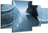GroepArt - Schilderij -  Zand - Blauw, Grijs - 160x90cm 4Luik - Schilderij Op Canvas - Foto Op Canvas