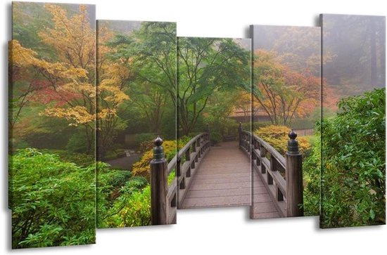 Peinture | Toile Peinture Nature, Pont | Vert, marron, gris | 150x80cm 5Liège | Tirage photo sur toile