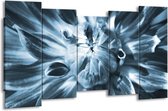 GroepArt - Canvas Schilderij - Bloem - Blauw - 150x80cm 5Luik- Groot Collectie Schilderijen Op Canvas En Wanddecoraties
