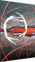 Peinture moderne peinte à la main | Rouge, orange, gris | 70x120cm 1 Liège