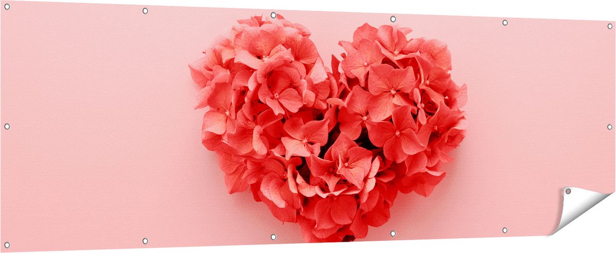 Gards Tuinposter Hartje Gemaakt van Bloemen - 210x70 cm - Tuindoek - Tuindecoratie - Wanddecoratie buiten - Tuinschilderij Multikleur