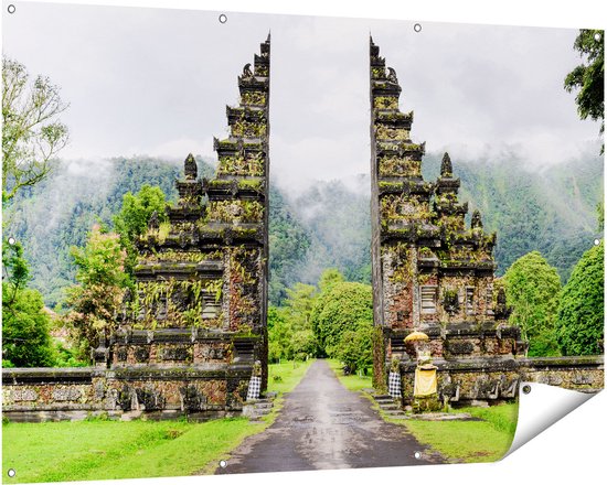 Gards Tuinposter Tempel Poort in Bali - 150x100 cm - Tuindoek - Tuindecoratie - Wanddecoratie buiten - Tuinschilderij