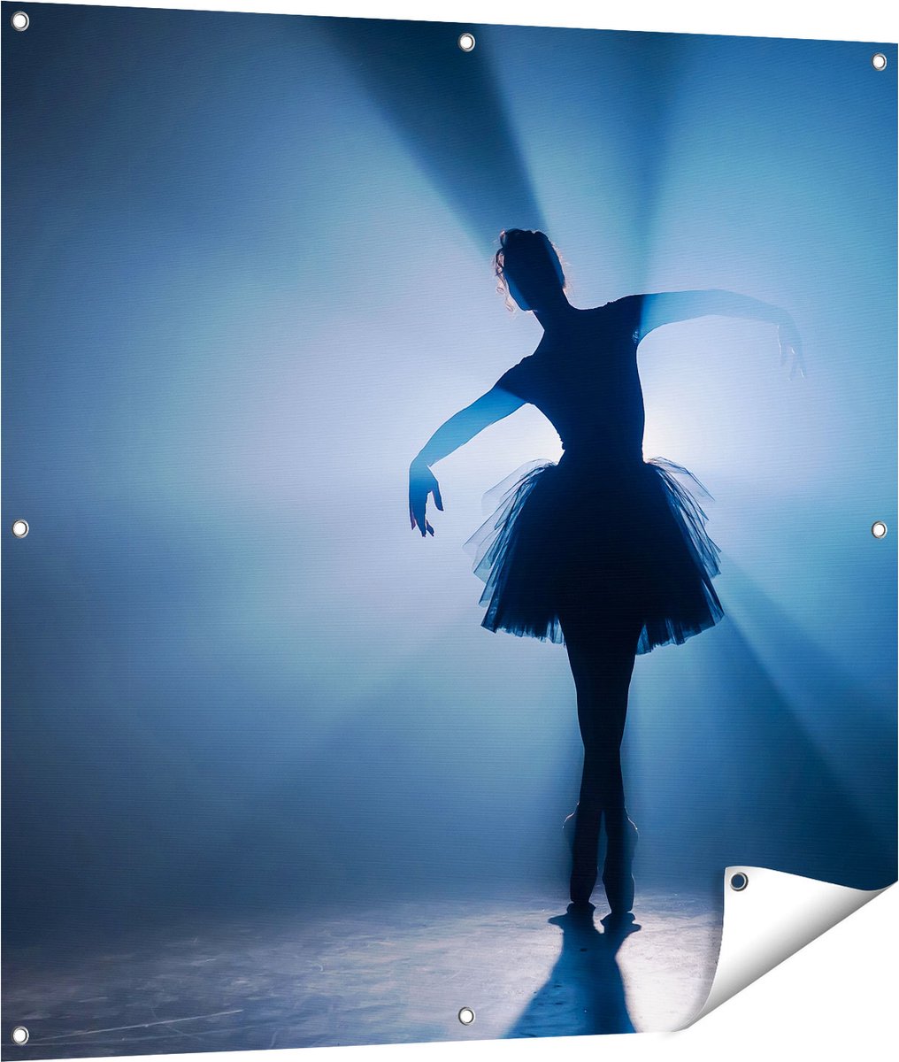 Gards Tuinposter Ballerina Silhouet - Ballet - 100x100 cm - Tuindoek - Tuindecoratie - Wanddecoratie buiten - Tuinschilderij Multikleur