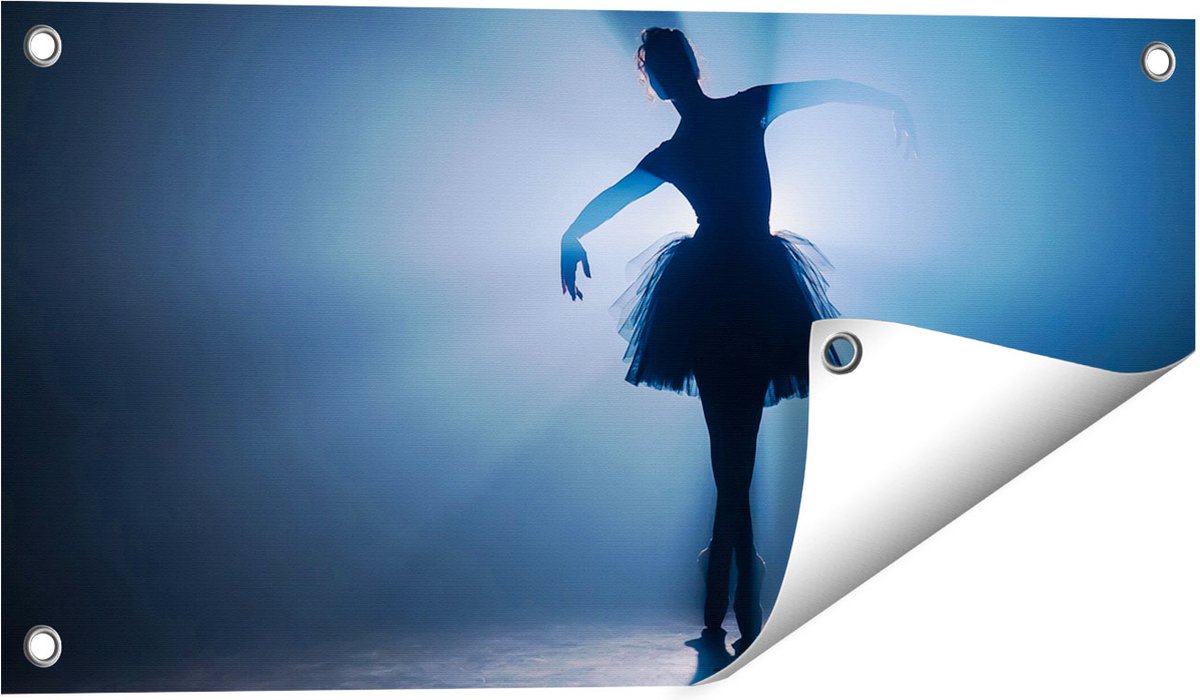 Gards Tuinposter Ballerina Silhouet - Ballet - 60x30 cm - Tuindoek - Tuindecoratie - Wanddecoratie buiten - Tuinschilderij Multikleur