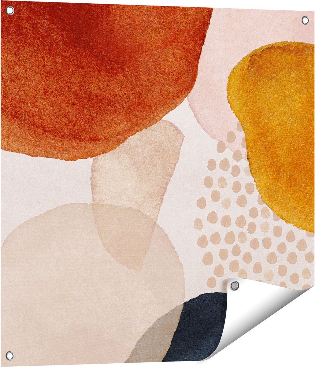 Gards Tuinposter Abstracte Kunst van Cirkels - 70x70 cm - Tuindoek - Tuindecoratie - Wanddecoratie buiten - Tuinschilderij Multikleur