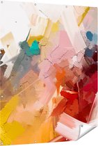Gards Tuinposter Abstracte Kunst - Kleurrijke Olieverf - 120x150 cm - Tuindoek - Tuindecoratie - Wanddecoratie buiten - Tuinschilderij
