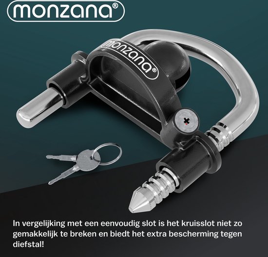 Monzana Disselslot - Verchroomd Staal incl. 2 Sleutels - Zwart van Monzana — afbeelding 3