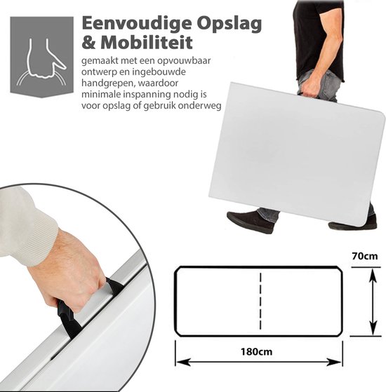 MaxxGarden Klaptafel - Inklapbare tafel - Opvouwbare Tuintafel - Vouwtafel - Weerbestendig - Inclusief handvat - 180x70x74 - Voor 6 tot 8 personen — afbeelding 5
