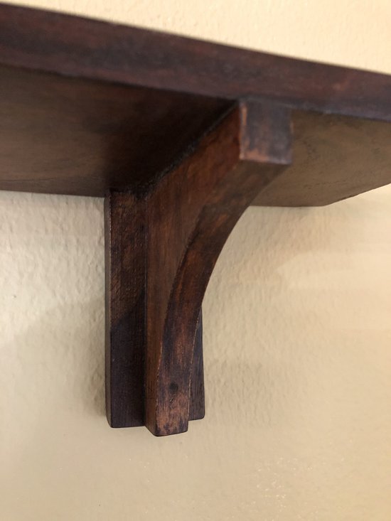 WANDPLANK Country | Mahoniehout, 3 planken, 68 cm, met haken | Wandkast, keukenplank, hangplank, houten plank