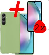 Hoes Geschikt voor Samsung A54 Hoesje Siliconen Back Cover Case Met 2x Screenprotector - Hoesje Geschikt voor Samsung Galaxy A54 Hoes Cover Hoesje - Groen